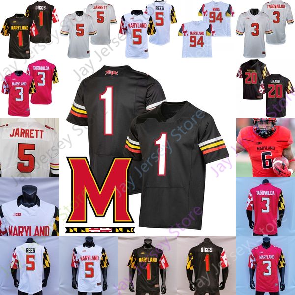 

custom maryland terrapins football jersey ncaa college dontay demus jr. stefon diggs taulia tagovailoa rakim jarrett tayon fleet-davis isaia, Black;red