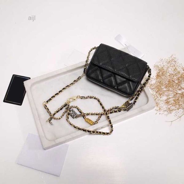 

2022 classic mini flap fanny packs vanity bags lambskin/caviar leather gold metal hardware crossbody shoulder belt purse cosmetic case luxur