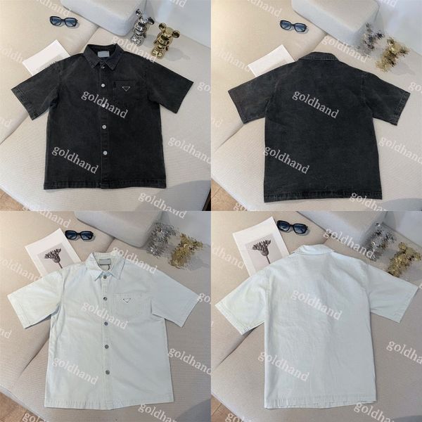 

short sleeve shirts mens denim shirts luxury vintage jackets coats fashion triangle logo jackets clothing, Black;brown