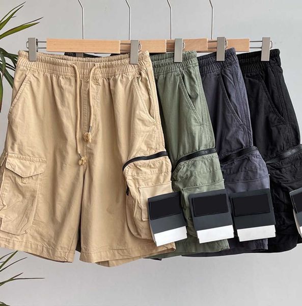 

mens shorts stones island designers cargo pants badge patches summer sweatpants sports trouser bigs pocket overalls trousers zippper, Black