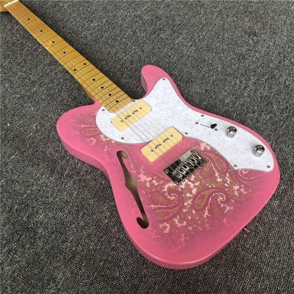 

tl type vintage style hand made silk screen electric guitar in pink