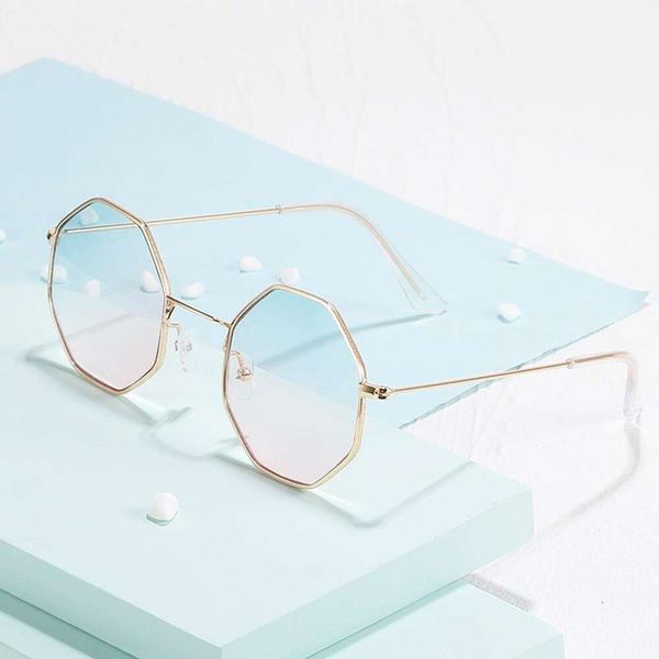 

gold polygon fashion sunshades eyeglasses men and women full frame art sunglasses reductive metal, White;black