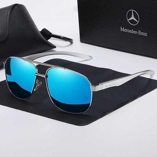 

fashion mercedes-benz sunglasses men's aluminum magnesium mirror leg spring box polarized sunglasses large frame metal driving and trav, White;black