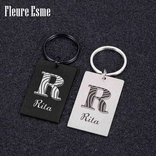 

key rings custom keychain personalized handmade diy initial name stainless steel engraving for friends man women jewelry accessories lf23071, Slivery;golden