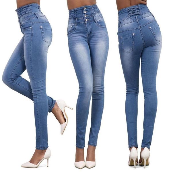 

2019 women jeans autumn plus size casual women jeans high waist pant slim stretch trousers for woman party club women clothing8164560, Blue