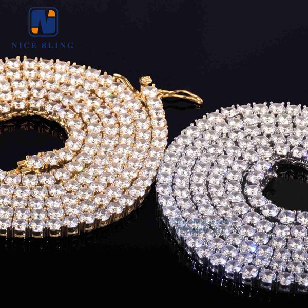 

fashion hip hop iced out jewelry 3mm stainless steel 5a+ cz diamond tennis chain necklace, Silver
