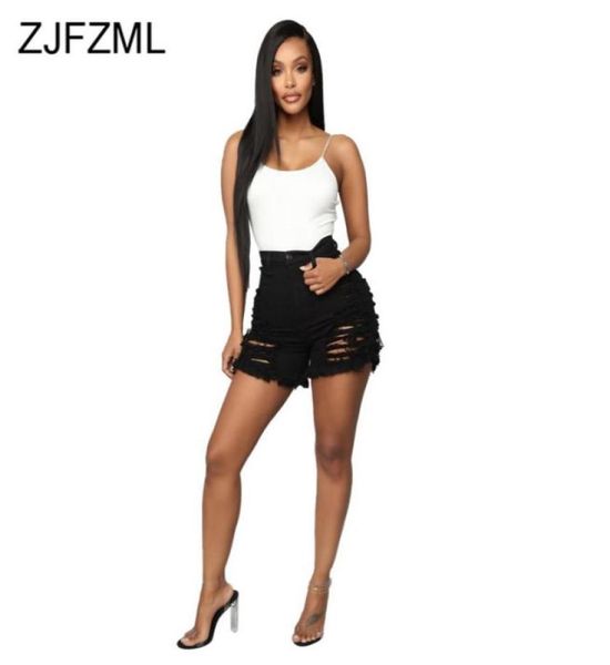 

women pant washes hollow out hole ripped jeans summer high waist elastic bandage denim short fashion stretch plus size beach pant53916080, Blue