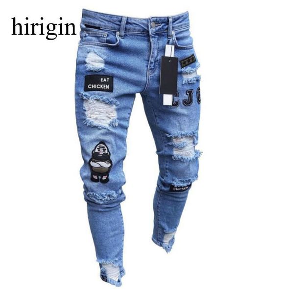 

men clothes 2020 hip hop sweatpants skinny motorcycle denim pants zipper designer black jeans mens casual men jeans trousers cx2005551626, Blue