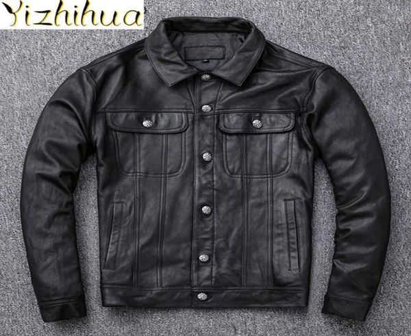 

azazel genuine leather jacket men spring autumn 200 goatskin leather coat short motorcycle jackets cuero genuino99224472747921, Black