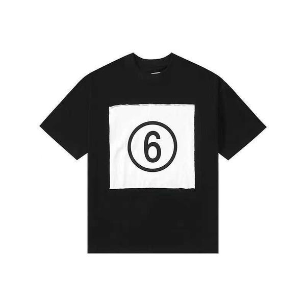 

sleeve designer t shirt margielas mm6 tested short men's and women's loose hollow out embroidery number splice letter small fashio, White;black