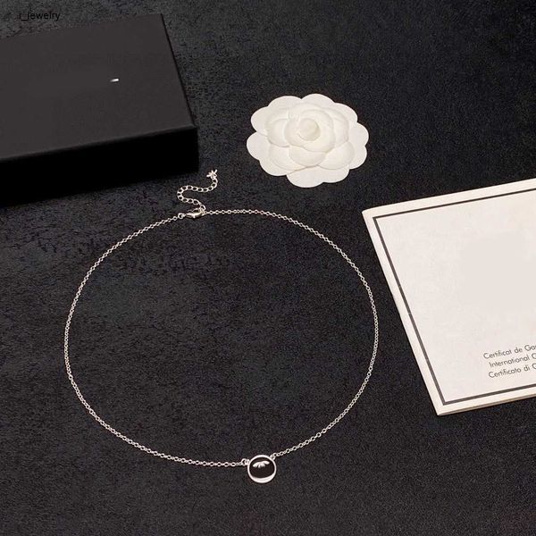 

classic necklace for women silver chain jewelry fashion shiny circular pendant necklace including box preferred gift