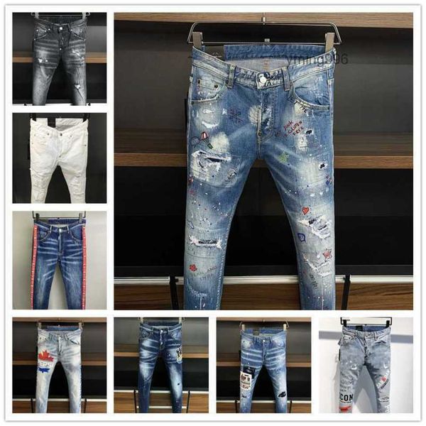 

2023 new arrivals d2 mens luxury purple designer denim jeans holes trousers dsquare jeans coolguy biker pants mens clothing 23syy, Blue