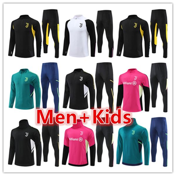 

juventus tracksuit 2023 2024 soccer jerseys pogba di maria vlahovic chiesa 22 23 24 juventus training suit men kids football tracksuits kit, Black