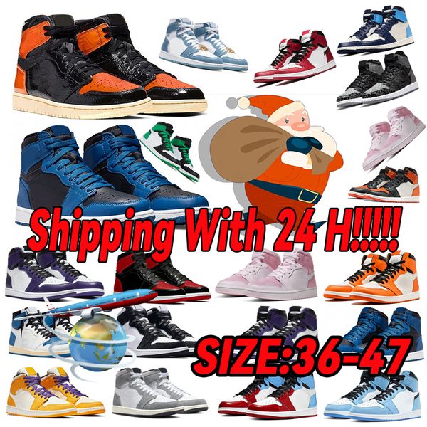 

2023 new og 1s basketball shoes mens sneakers black phantom pink olive white cement lucky green blue reverse mocha bred patent womens traine