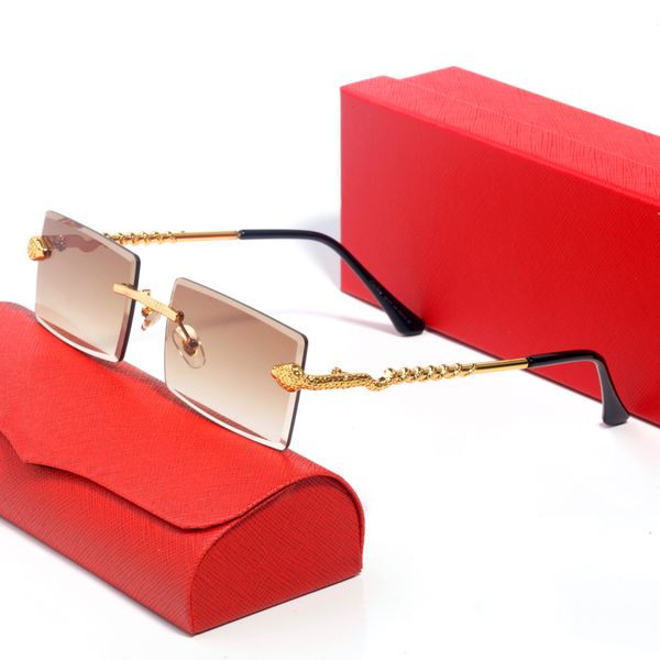 

Fashion Sunglasses Designer for Men Leopard Women Pink shades Polished Gold Plated Rimless Rectangular Frame Gradient bluel Eyeglasses UV400 Silver Gray Glasses
