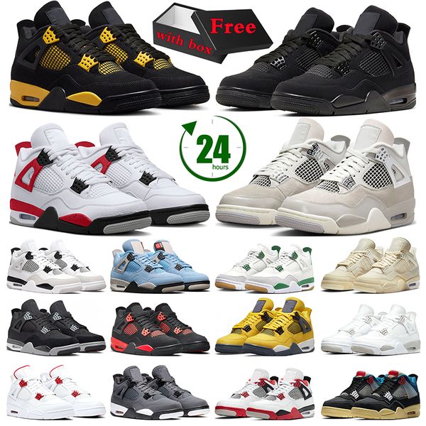 

thunder 4s jumpman 4 men basketball shoes frozen moments military black cat pine green red cement bred sail women sneakers trainers sports