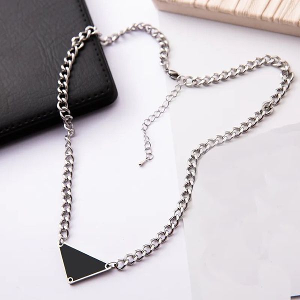 

mens womens fashion luxury designer necklace chain fashion jewelry black white p triangle pendant design party silver hip hop punk