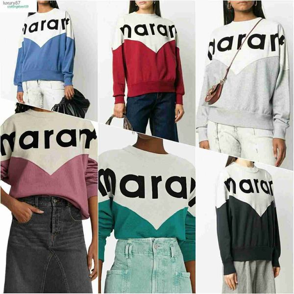 

isabel marant cotton pullover sweater women designer fashion sweatshirt alphabet flocking loose hoodie, Black