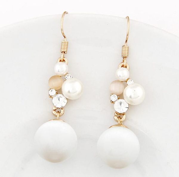 

big long crystal drop earrings for women vintage simulated pearl gold color fine jewelry wedding accessories 20198313388, Golden;silver