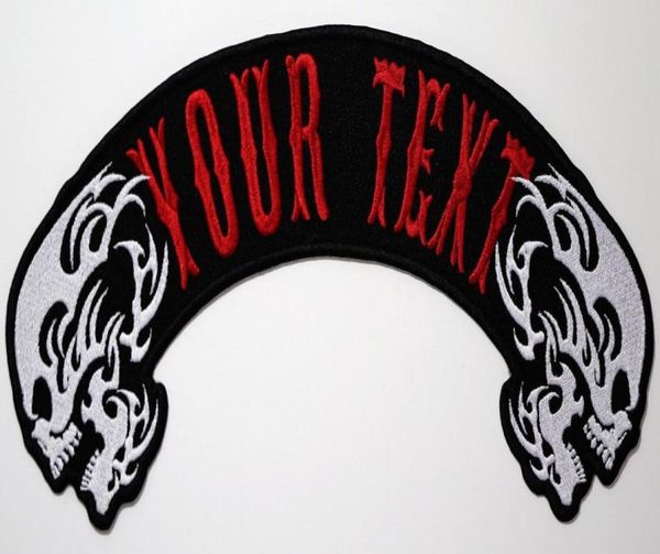 

cool custom embroidered skull or bottom rocker mc biker patch customize large size jacket vest badge 40cm 3278489, Black