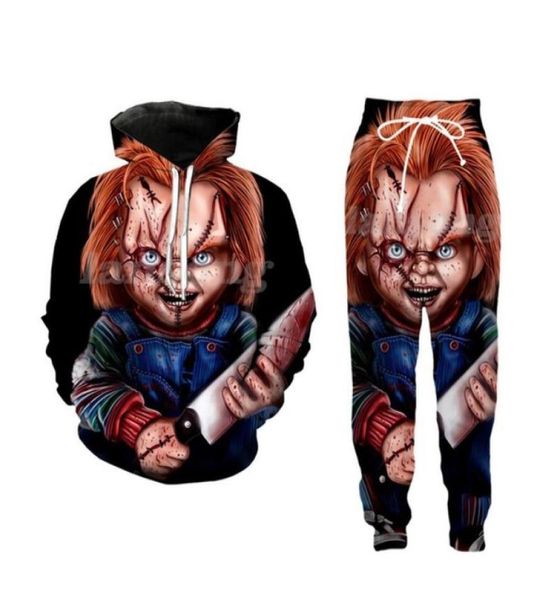 

new fashion menswomens child039s play chucky funny 3d print hoodiepants s1109782501, Black