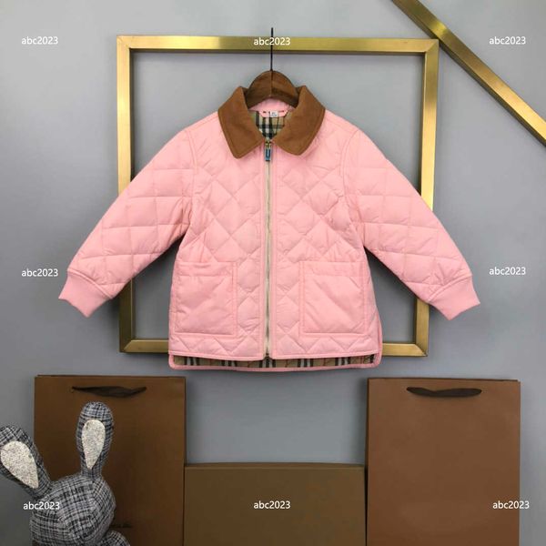 

new designer kids lapel coats child jacket winter warm clothing size 120-160 cm fashion baby outwear multiple product, Blue;gray