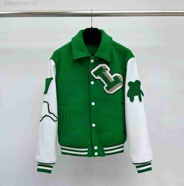 

flocking leather sleeves baseball coat uniform fashion jacket single breasted warm jackets couples women men varsity coats mens designer clo, Black;brown
