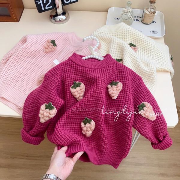 

pullover children s clothing autumn winter girls round neck knitted sweater little loose versatile baby 230830, Blue