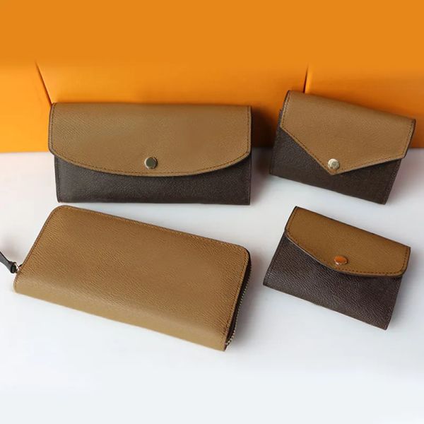 

2023 new brown long wallet designer bag clutch bag women handbag coin purse fashion multi card slot card holder bag canvas leather internal