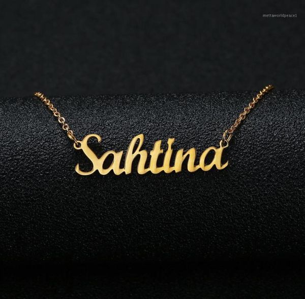 

gold silver color personalized custom name pendant necklace customized cursive nameplate necklace women handmade birthday gift13258516