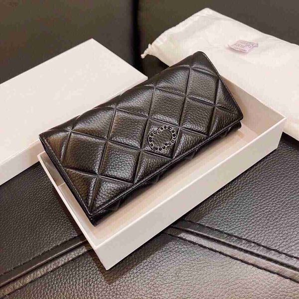 

womens calfskin card holder wallet black bags quilted insert change bifold purse lareg capacity multi pochette luxury designer pouch 19x10cm