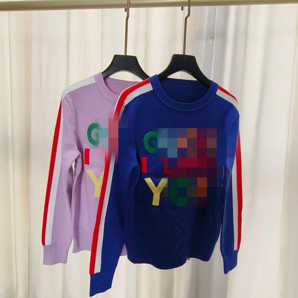 

2023 blue/purple letter print women's pullover brand same style women's sweaters dh017, White;black