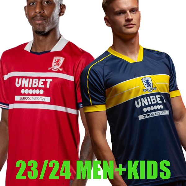 

23 24 middlesbrough soccer jerseys kid kit 2023 2024 home away retro football shirt training maillot foot goalkeeper akpom clarke fry mcnair, Black;yellow