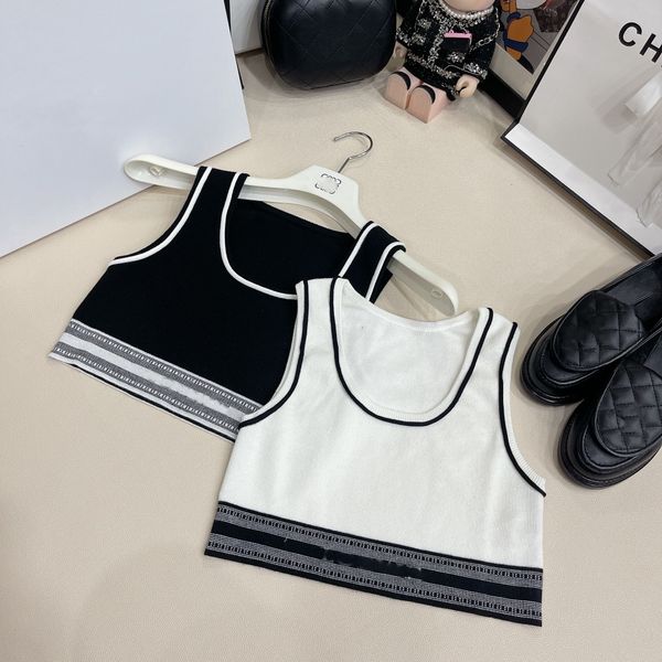 

women's tanks & camis designer short tank hem splicing webbing, White