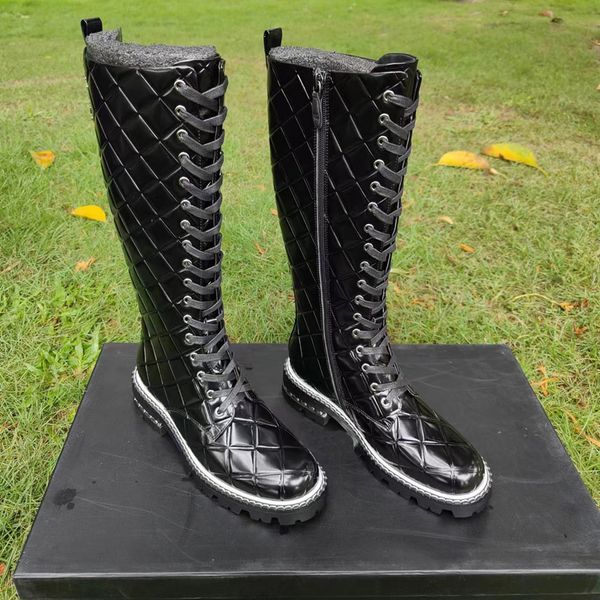 

designer luxury boots men women shoes platform thin base comfort embossed patent leather mules copper triple black pink ivory winter fashion