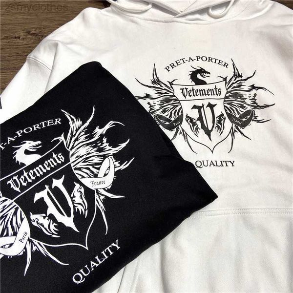 

men's hoodies sweatshirts vetements unicorn hoodies men 1 1 heavy fabric rainbow vetements limited edition embroidered women pullover, Black