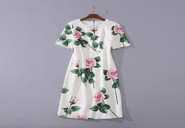 

casual dresses european and american women039s wear summer new style fivepoint sleeve rose print fashionable white dress with 9155795, Black;gray