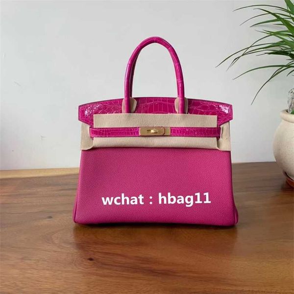 

crocodile luxury women bag birks handmade super origin y home bk bag rose purple togo leather with glossy face crocodile skin hand sewn wax