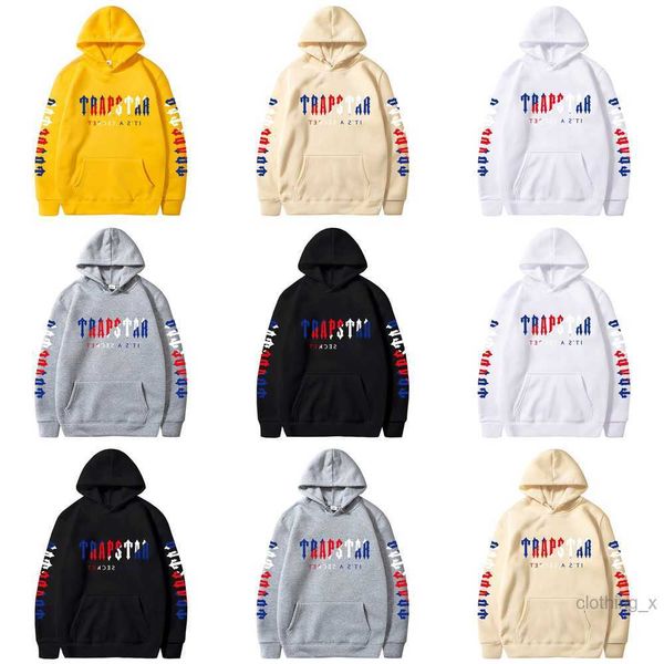 

men's hoodies trapstar thicken plus fleece high-quality cotton printed trendy hoodie couple autumn/winter hooded pullover sweatshirts 1, Black