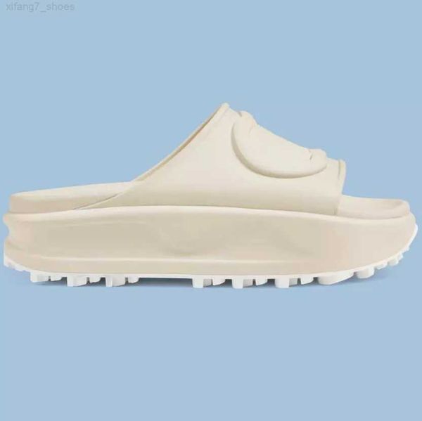 

slide sandal with interlocking g designer sandals platform slide mens slippers flip flops summer shoes fashion wide slipper, Black