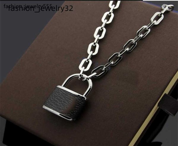 

bracelet necklace europe america fashion jewelry sets men lady women engraved v initials wrap prints flower leather lock thick necklace brac, Silver