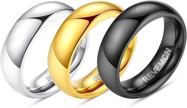 

revemcn 2mm 3mm 4mm 5mm 6mm stainless steel plain dome high polished wedding band ring for men women 3 color a set, Silver