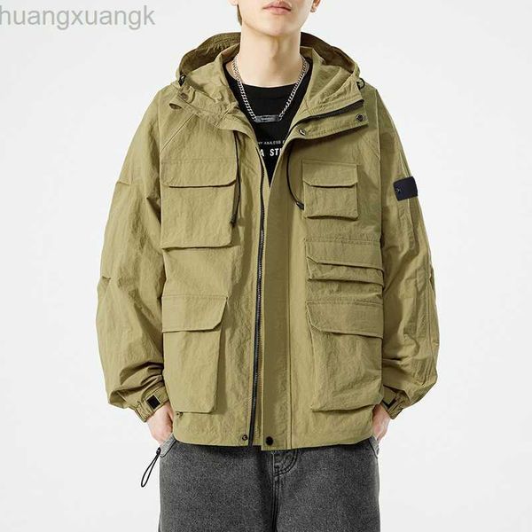 

fashion storm coat 2023 autumn and winter mountaineering coat male spring and autumn sense outdoor sports storm coat spring tide brand stone, Black;brown