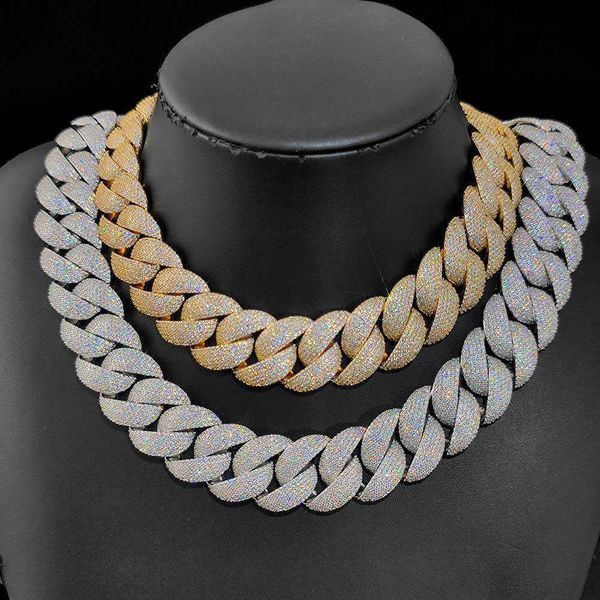 

wholesale hip hop cuban link chain 22 mm gold plated men necklace ice out zircon cuban chain, Silver