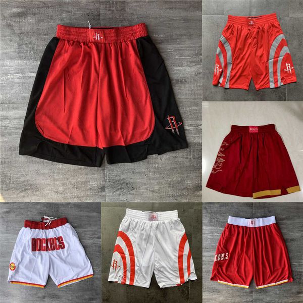 

houston''rockets''men throwback basketball shorts pocket, Black