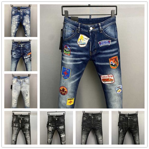 

2023 new arrivals d2 mens luxury purple designer denim jeans holes trousers dsquare jeans coolguy biker pants mens clothing 2s4tv, Blue