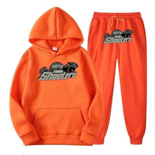 

trapstar tracksuit black mens hoodie trapstar men sportswear designer pants set running basketball 2 piece loose women long sleeve 2x1f, Gray