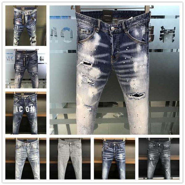 

2023 new arrivals d2 mens luxury purple designer denim jeans holes trousers dsquare jeans coolguy biker pants mens clothing 20xlt, Blue