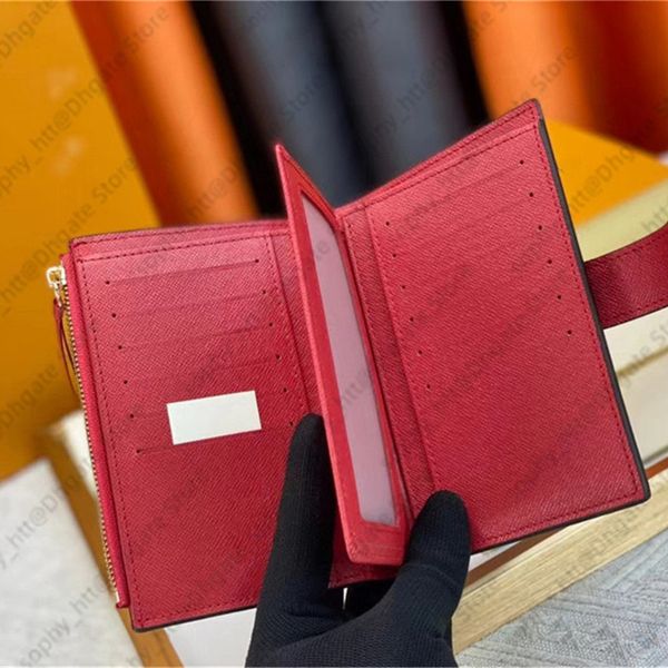 

mens women wallets designer card holder zipper pocket luxurys flower printing lady clutch real leather mini bags purse coin pockets with box, Red;black