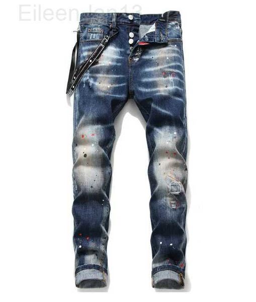 

22ss mens designer jeans fashion distressed ripped biker slim fit motorcycle denim for men s fashion jean mans pants pour hommes, Blue